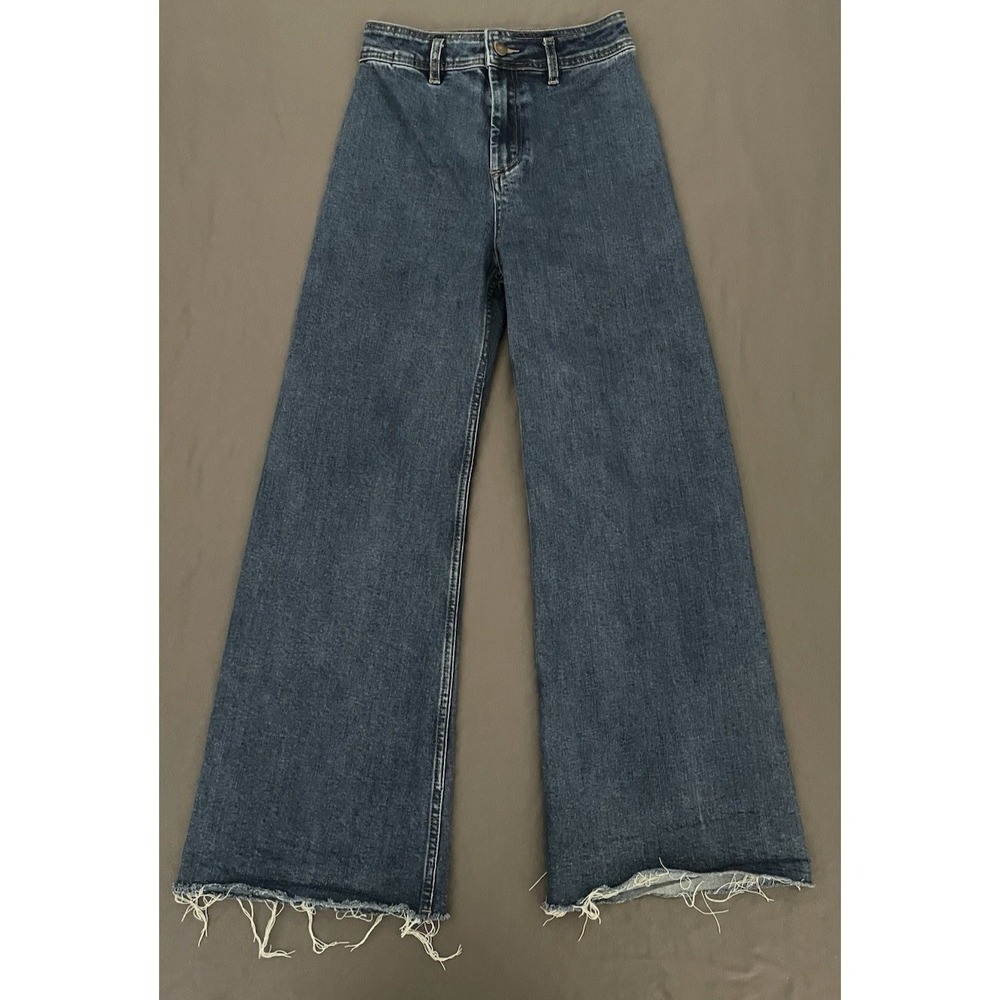 Rip Curl Jeans Wide Leg Raw Hem Womens 25 Dark Wash Retro Boho Style High Rise